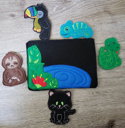 Felt finger puppet animal - Rainforest Animal quiet book page -  Gift for kids - habitat - Party Favor - learning toy - animals and biomes (ONLINE ORDER ONLY)
