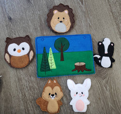 Felt finger puppet animal - Woodland Animal quiet book page -  Gift for kids - habitat - forest animals - learning toy - animals and biomes (ONLINE ORDER ONLY)