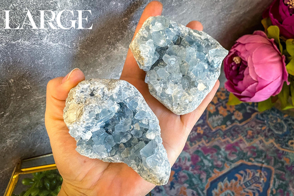 Raw CELESTITE Crystal Clusters, Ethically Sourced Celestite (ONLINE ORDER ONLY)