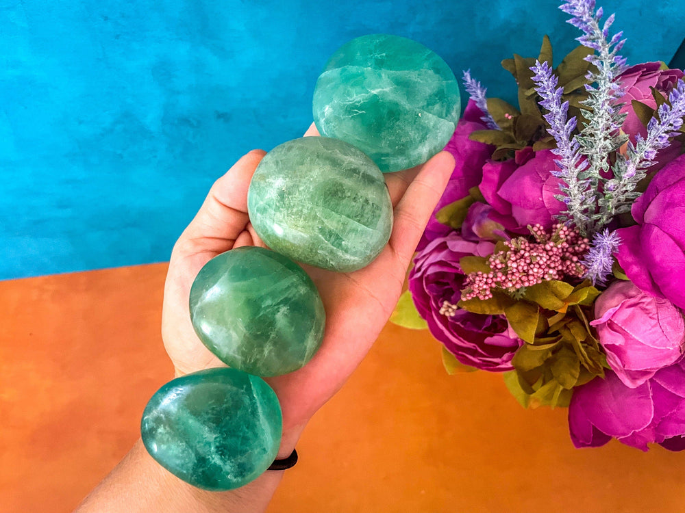 green fluorite palm stones (ONLINE ORDER ONLY)