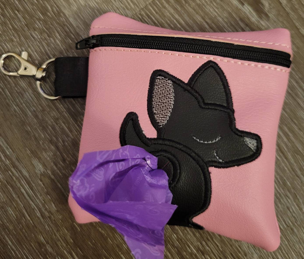 Black Chihuahua Poop Bag Pouch - gift for dog lover - Zipper Bag Holder- Gift for Dog Walker - veterinarian - dog breed - dog groomer (ONLINE ORDER ONLY)