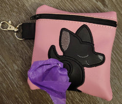 Black Chihuahua Poop Bag Pouch - gift for dog lover - Zipper Bag Holder- Gift for Dog Walker - veterinarian - dog breed - dog groomer (ONLINE ORDER ONLY)
