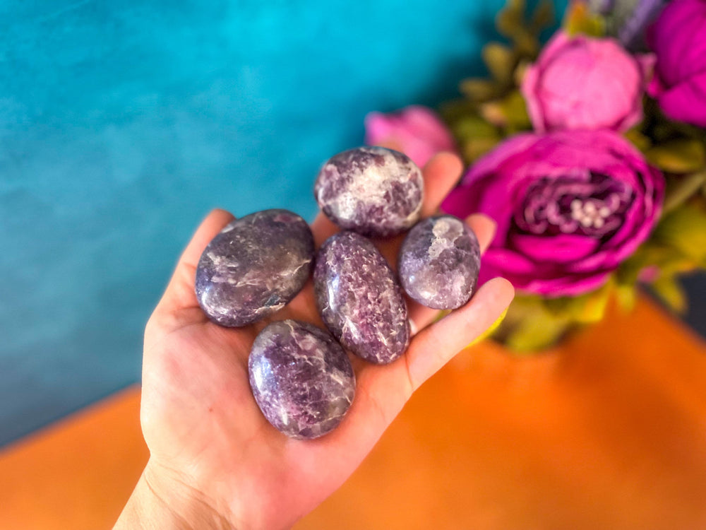 Lepidolite palm stone for TRANQUILITY (ONLINE ORDER ONLY)