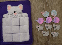 Cat Tic Tac Toe Game Board Quiet Book Page with mice and yarn ball pieces - birthday party favor - stocking stuffer - Classic Game (ONLINE ORDER ONLY)