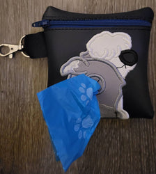 English Sheep Dog Poop Bag Pouch - gift for dog lover - Zippered poop bag holder-  Gift for Dog Walker - veterinarian - dog groomer (ONLINE ORDER ONLY)