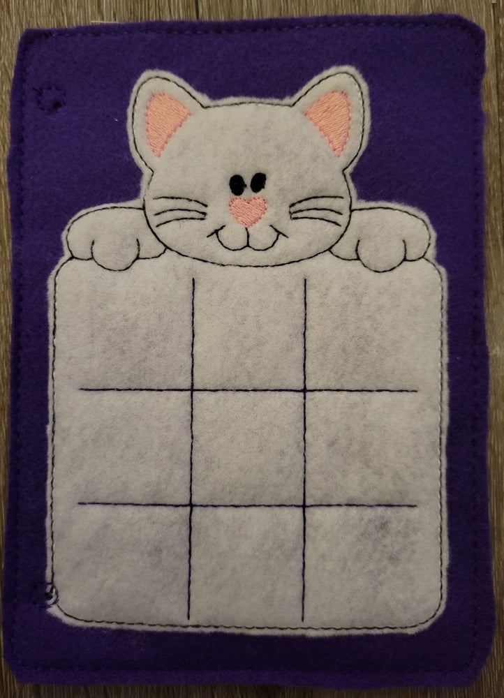 Cat Tic Tac Toe Game Board Quiet Book Page with mice and yarn ball pieces - birthday party favor - stocking stuffer - Classic Game (ONLINE ORDER ONLY)