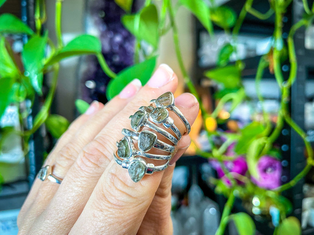 Genuine Moldavite Rings, size 6.5, size 9, size 9.5 (ONLINE ORDER ONLY)