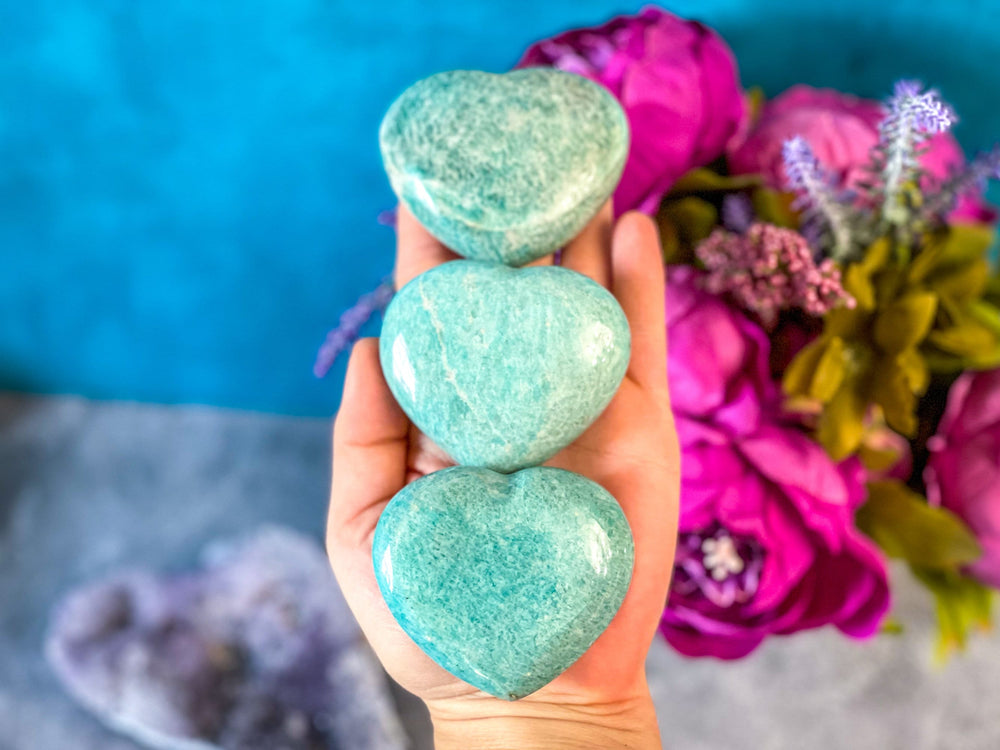 Amazonite Crystal Hearts, Amazonstone Heart (ONLINE ORDER ONLY)