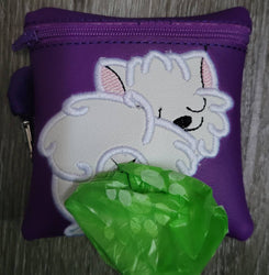 White Pomeranian Poop Bag Pouch - gift for dog lover - Zippered poop bag holder-  Gift for Dog Walker - veterinarian - dog groomer (ONLINE ORDER ONLY)