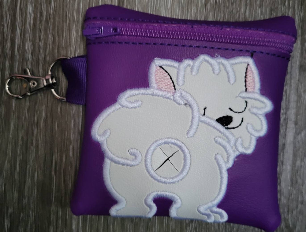 White Pomeranian Poop Bag Pouch - gift for dog lover - Zippered poop bag holder-  Gift for Dog Walker - veterinarian - dog groomer (ONLINE ORDER ONLY)