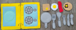 Stove and Place Setting Quiet book page - felt food - felt kitchen busy book page - educational - learning toy  - Activity Page (ONLINE ORDER ONLY)