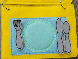 Stove and Place Setting Quiet book page - felt food - felt kitchen busy book page - educational - learning toy  - Activity Page (ONLINE ORDER ONLY)