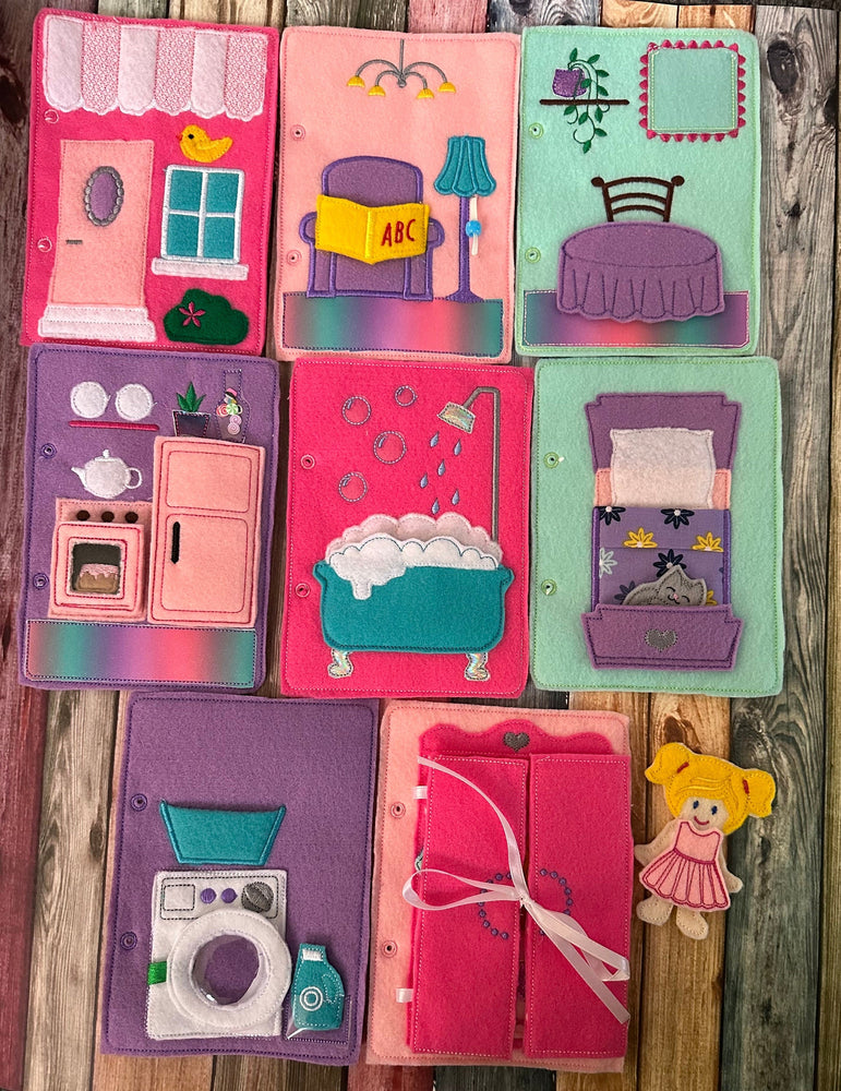 Felt Dollhouse Quiet Book - Toddler Quiet Activity Toy - Educational Gift For Girls - Learning Toy - Unpaper Doll (ONLINE ORDER ONLY)