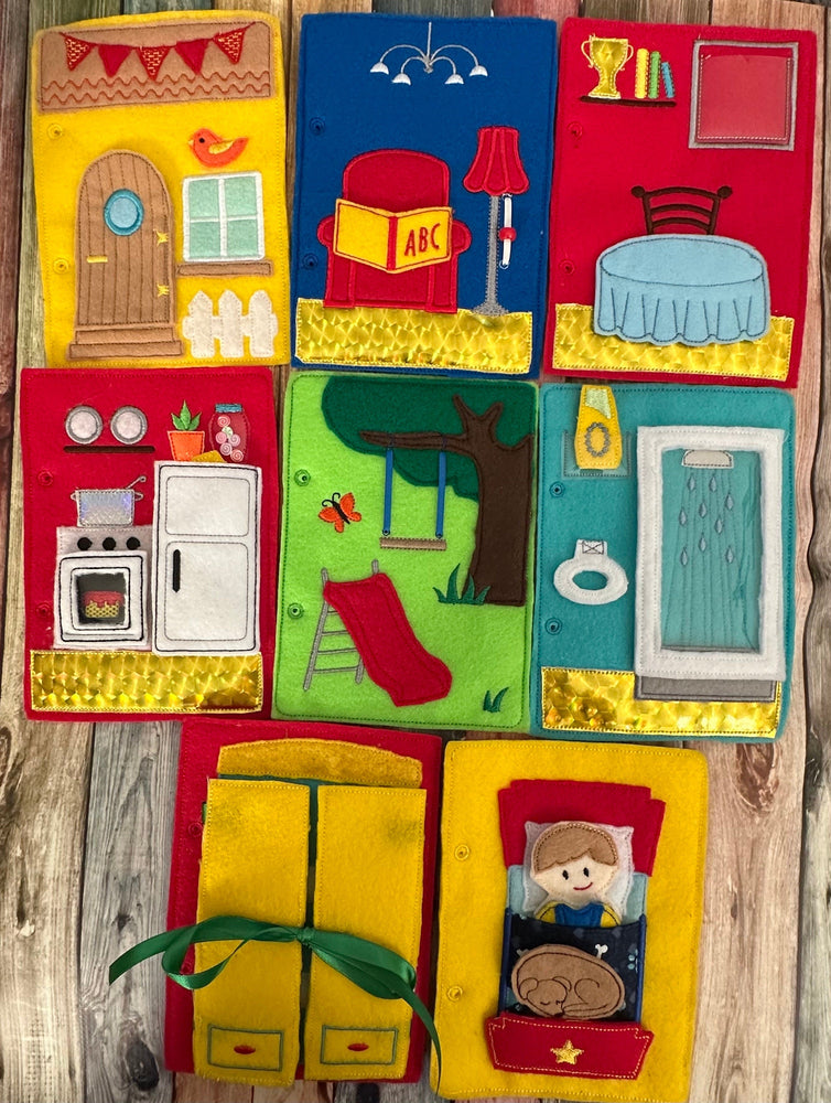 Portable Felt Dollhouse Quiet Book - Toddler Quiet Activity Toy - Educational Gift For Boys and Girls - Learning Toy - Unpaper Doll (ONLINE ORDER ONLY)