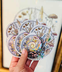 Ammonite Sticker – 4" Ancient Fossil Crystal Spiral Weatherproof Vinyl Decal