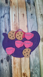 Felt tac toe game - tea party - Tic Tac Toe - tea pot game -  Classic Game -  Quiet Toy - Birthday Party Favors - cookie - tea cup (ONLINE ORDER ONLY)