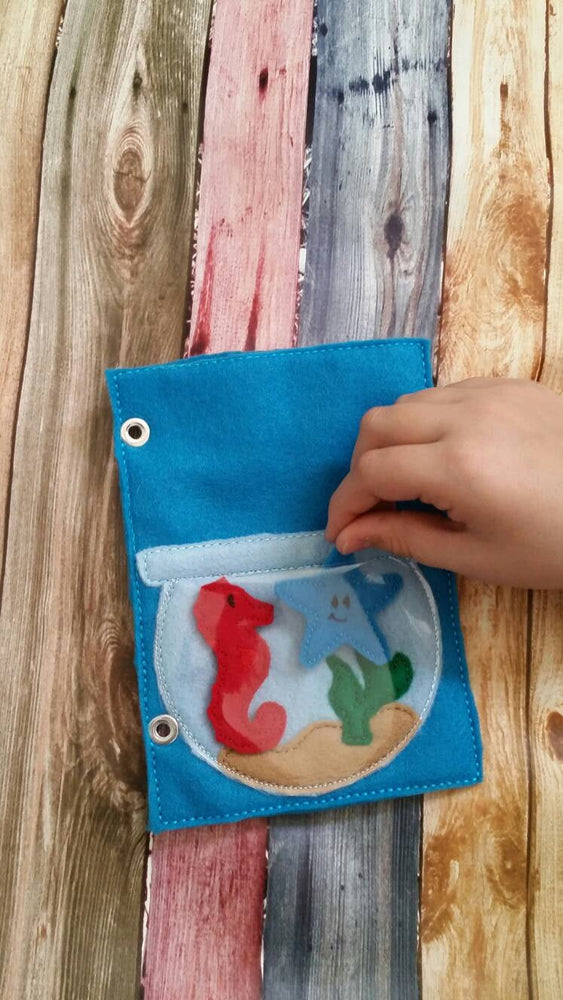 Build Your Own Felt Quiet Book..  Page by Page...Fish Bowl Activity Page.. Fish, Coral, Starfish, and Sea Horse Included (ONLINE ORDER ONLY)