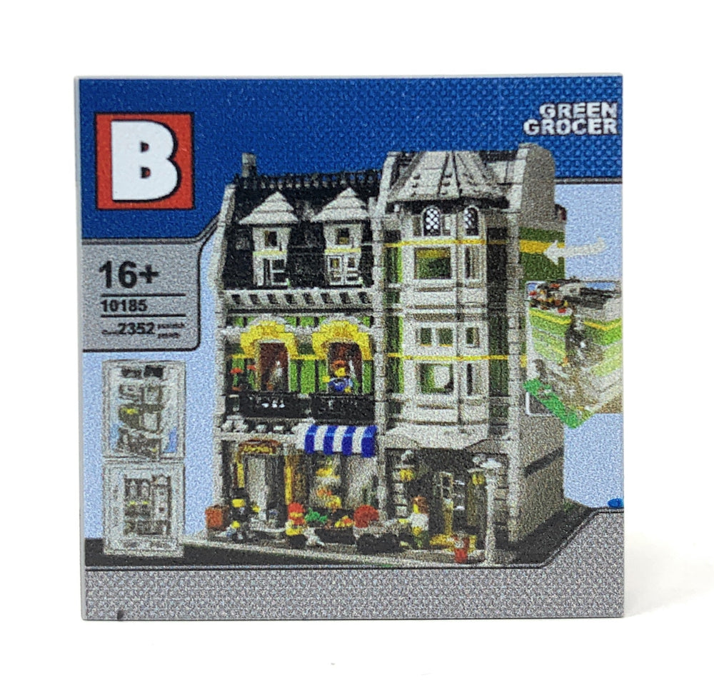 Custom Green Grocer Modular Minifig Scale Set (4x4 Tile) made using LEGO part - B3 Customs (Online Order Only)