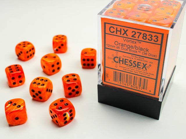 Chessex: D6  Vortex Dice sets - 12mm (ONLINE ORDER ONLY)