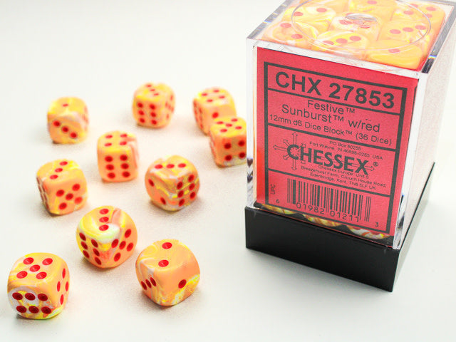 Chessex: Polyhedral Festive Dice sets - 12MM D6 (Online Order Only)