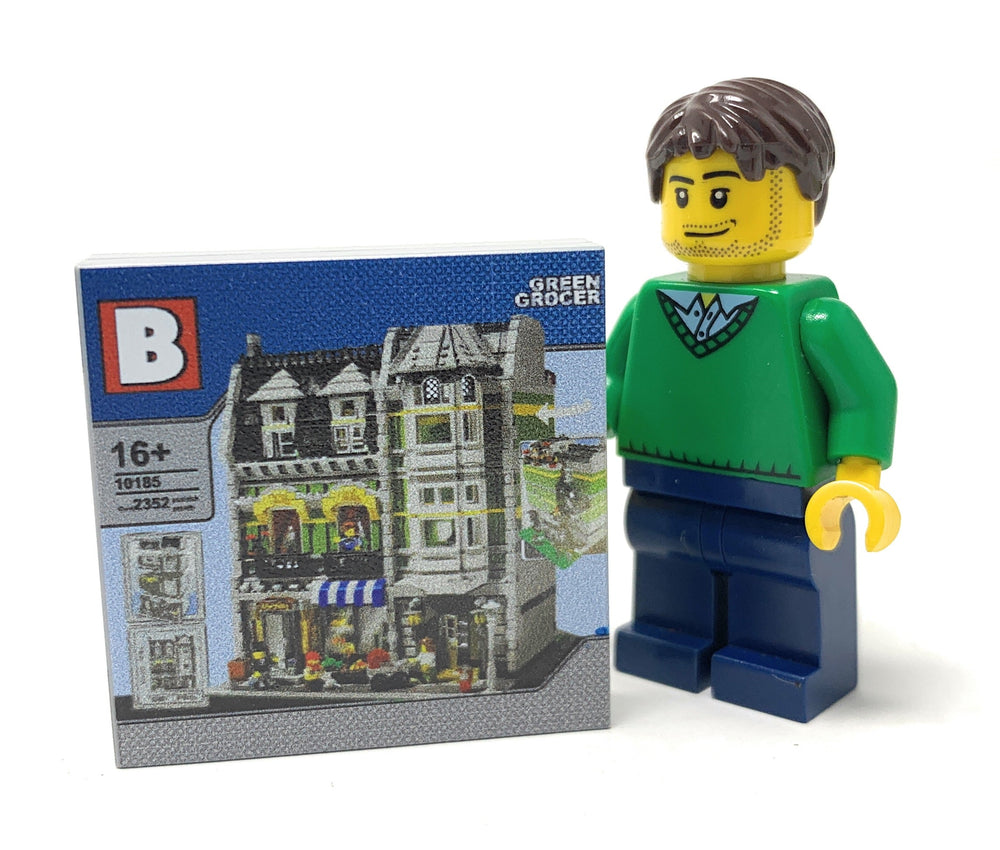 Custom Green Grocer Modular Minifig Scale Set (4x4 Tile) made using LEGO part - B3 Customs (Online Order Only)