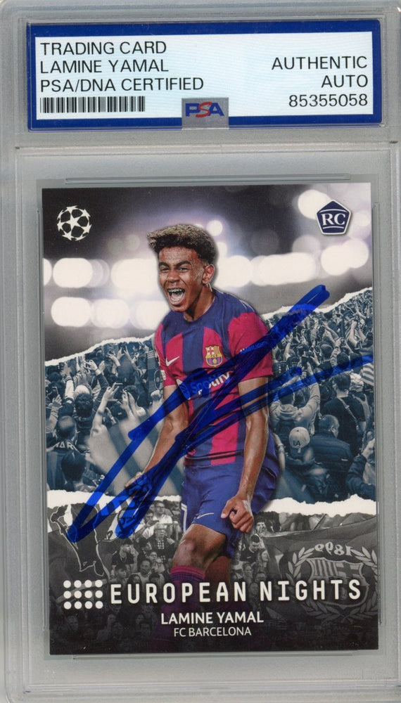 Graded 2023-24 Topps UCC Lamine Yamal #EURO European Nights Signed Rookie RC Soccer Card PSA/DNA Auth Authentic (ONLINE ORDER ONLY)