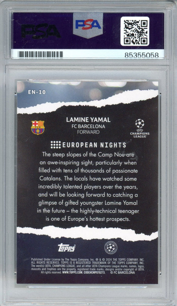 Graded 2023-24 Topps UCC Lamine Yamal #EURO European Nights Signed Rookie RC Soccer Card PSA/DNA Auth Authentic (ONLINE ORDER ONLY)