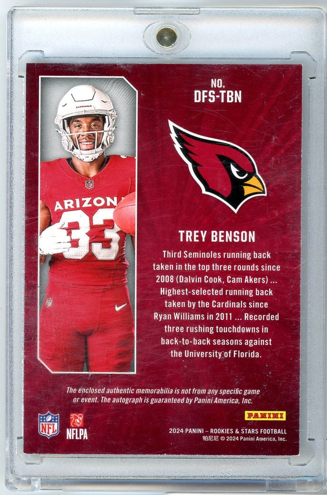 2024 Panini Rookies & Stars Dress for Success Trey Benson #DFS-TBN /99 RPA Autographed Rookie RC Football Card (ONLINE ORDER ONLY)