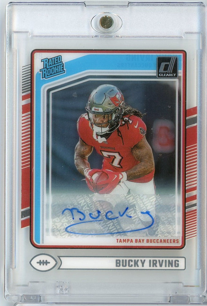 2024 Panini Clearly Donruss Bucky Irving #86 Autograph Rookie RC Football Card (ONLINE ORDER ONLY)