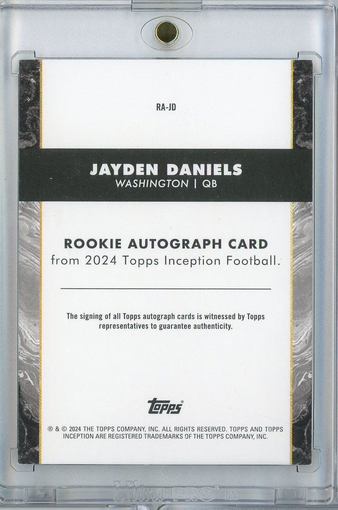 2024 Topps Inception Jayden Daniels #RA-JD Auto Washington Commanders Rookie RC Football Card (ONLINE ORDER ONLY)