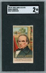 Graded 1888 N76 W. Duke, Sons & Co. Great Americans #DW Daniel Webster Baseball Tobacco Card SGC 2