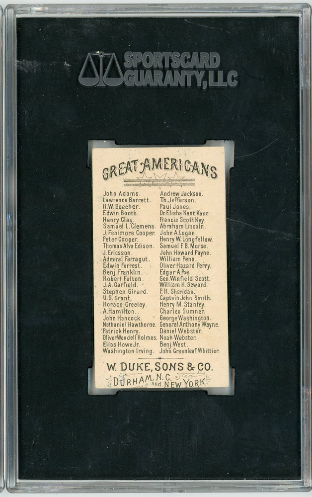 Graded 1888 N76 W. Duke, Sons & Co. Great Americans #CS Charles Sumner Baseball Tobacco Card SGC 4 (ONLINE ORDER ONLY)