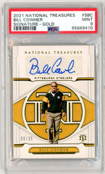 Graded 2021 National Treasures Bill Cowher #SBC /35 Autographed Football Card PSA 9 Mint