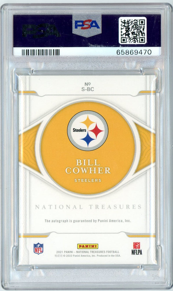 Graded 2021 National Treasures Bill Cowher #SBC /35 Autographed Football Card PSA 9 Mint