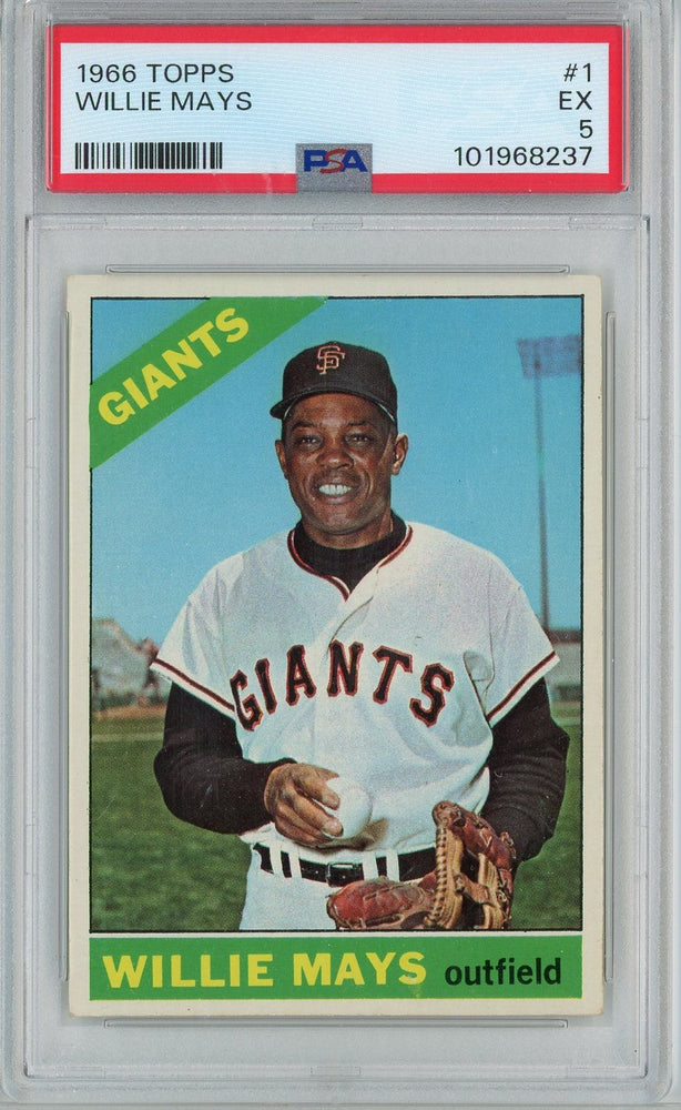 Graded 1966 Topps Willie Mays #1 Baseball Card PSA 5 Excellent (ONLINE ORDER ONLY)