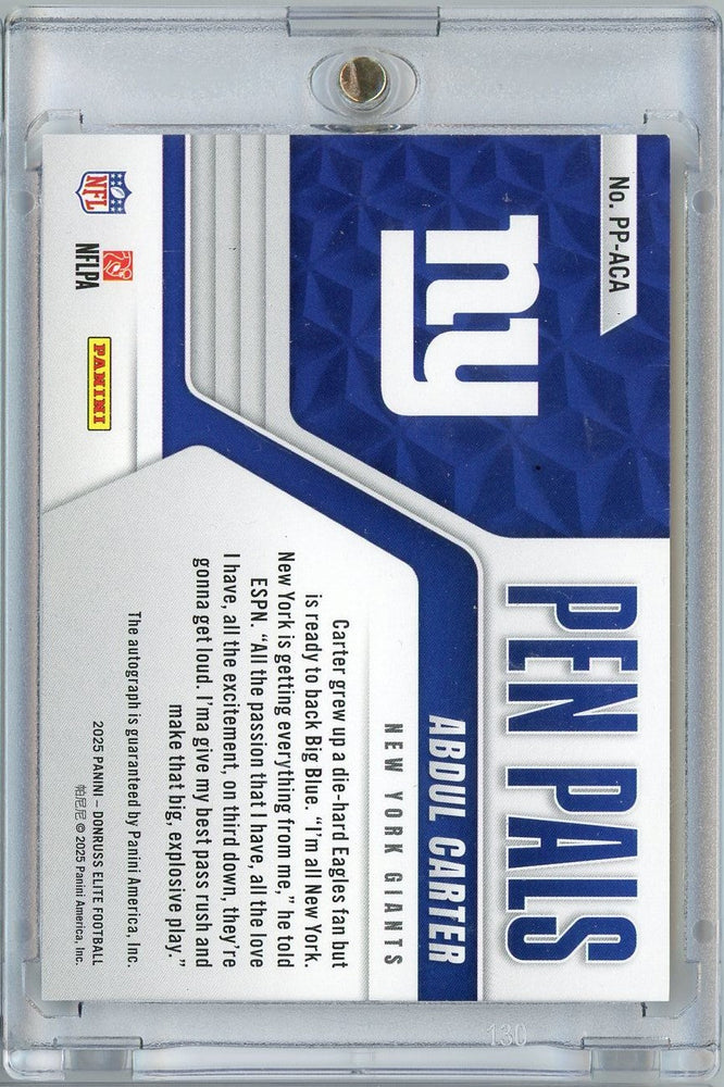 2025 Donruss Elite Pen Pals Black Abdul Carter #PPACA Gold Ink Auto Rookie RC Football Card (ONLINE ORDER ONLY)