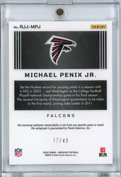 2024 Panini Obsidian Purple Auto Michael Penix Jr #RJJMPJ /49 Rookie RC Football Card