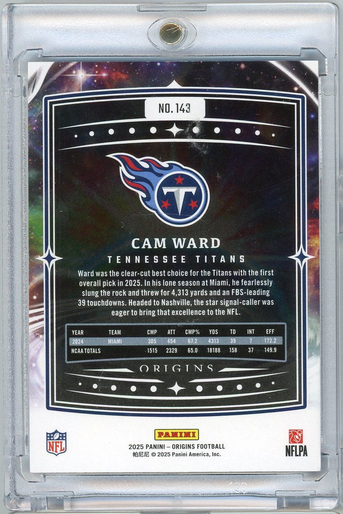 2025 Panini Origins Blue Cam Ward #143 /99 Rookie RC Football Card (ONLINE ORDER ONLY)