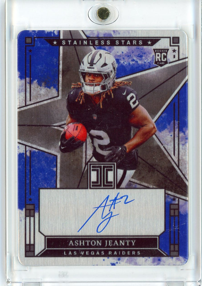 2025 Panini Impeccable Ashton Jeanty #SSAJY Stainless Stars Rookie Auto /49 Las Vegas Raiders Rookie RC Football Card (ONLINE ORDER ONLY)