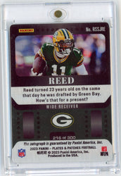 2023 Panini Plates & Patches Jayden Reed #RSSJRE Auto /300 Green Bay Packers Rookie RC Football Card