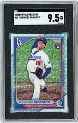 Graded 2024 Topps Bowman Mega Box Yoshinobu Yamamoto #36 Rookie RC Baseball Card SGC 9.5 Mint+ (ONLINE ORDER ONLY)