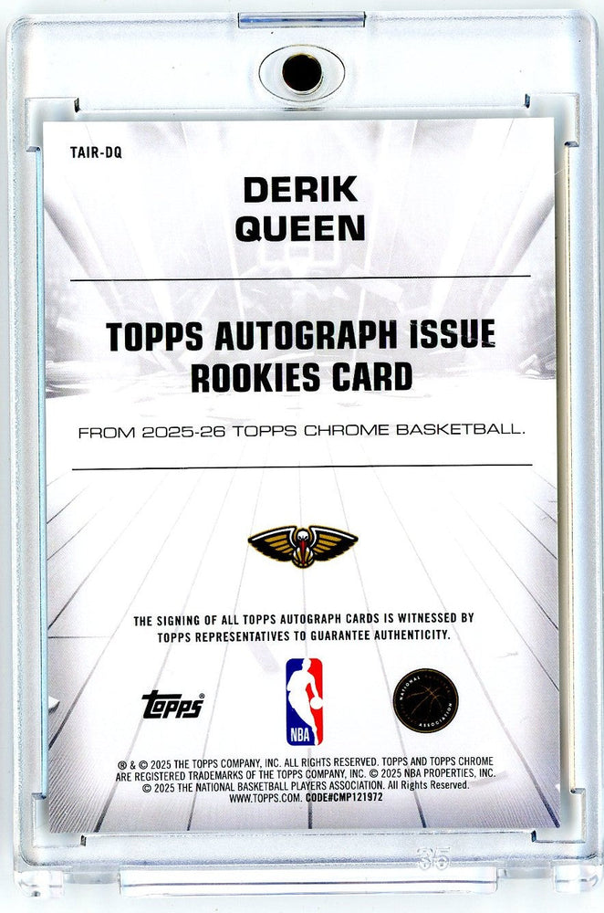2024 Topps Chrome Derik Queen #TAIRDQ New Orleans Pelicans Auto Rookie RC Basketball Card (ONLINE ORDER ONLY)
