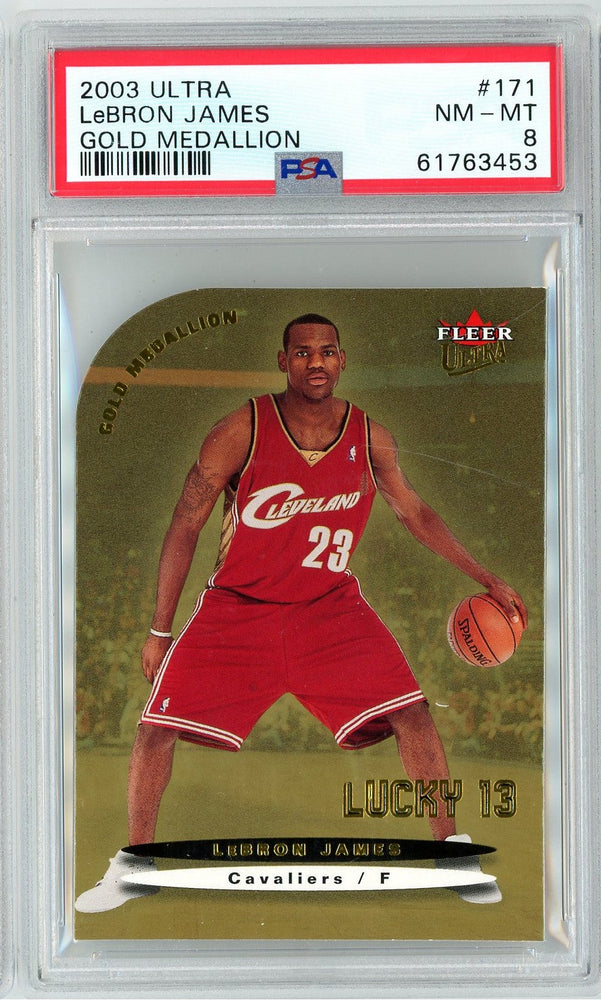Graded 2003 Fleer Ultra LeBron James #171 Gold Medallion Rookie RC Basketball Card PSA 8 NM-MT