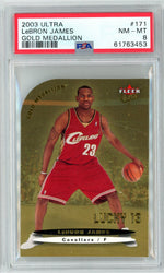 Graded 2003 Fleer Ultra LeBron James #171 Gold Medallion Rookie RC Basketball Card PSA 8 NM-MT
