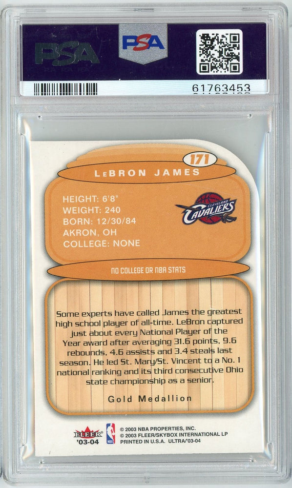 Graded 2003 Fleer Ultra LeBron James #171 Gold Medallion Rookie RC Basketball Card PSA 8 NM-MT
