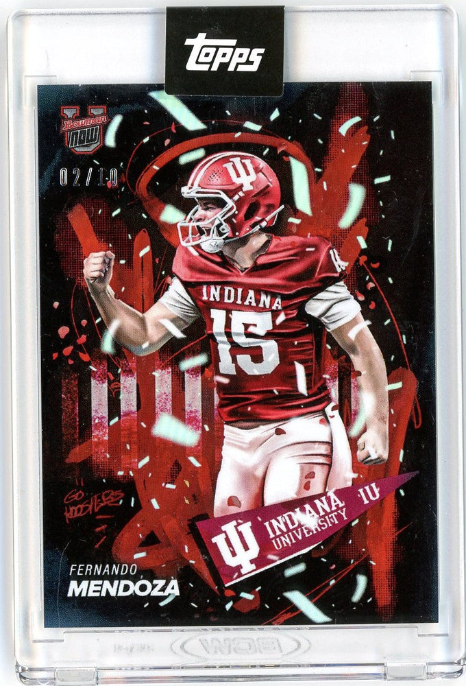 2025 Topps Bowman U Now Fernando Mendoza #CSFM Black Foil /10 Indiana Hoosiers Rookie RC Football Card