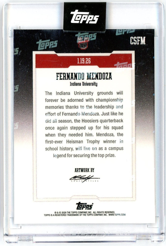 2025 Topps Bowman U Now Fernando Mendoza #CSFM Black Foil /10 Indiana Hoosiers Rookie RC Football Card