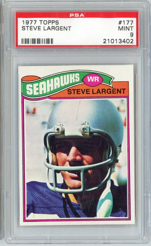 Graded 1977 Topps Steve Largent #177 Seattle Seahawks Rookie RC Football Card PSA 9 Mint