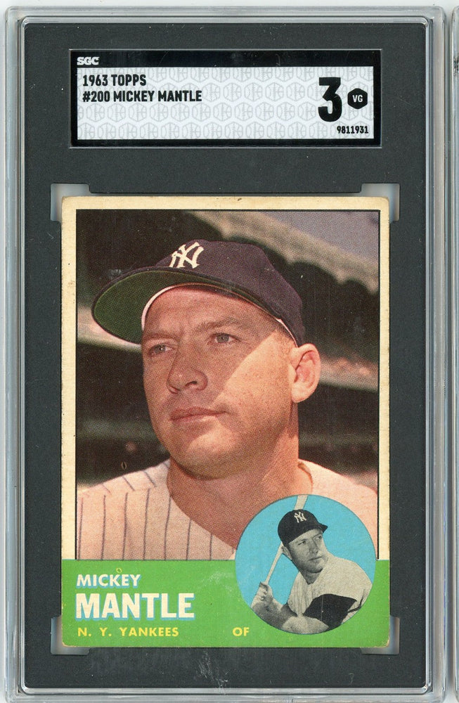 Graded 1963 Topps Mickey Mantle #200 Baseball Card SGC 3 Very Good