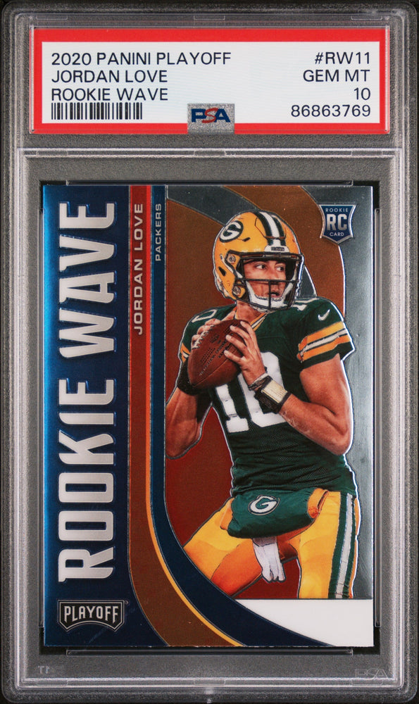 Graded 2020 Panini Playoff Jordan Love #RW11 Rookie Wave RC Football Card PSA 10 Gem Mint